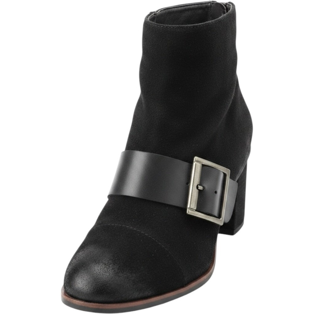 Korks By Kork Ease Boots Womens 9 M Denoon Zip Ankle Bootie Black Suede Heels